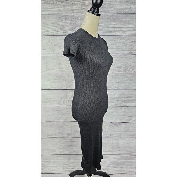 Zara Trafuluc Ribbed Short Sleeve Bodycon Midi Dress Grey Size Small - Picture 5 of 7